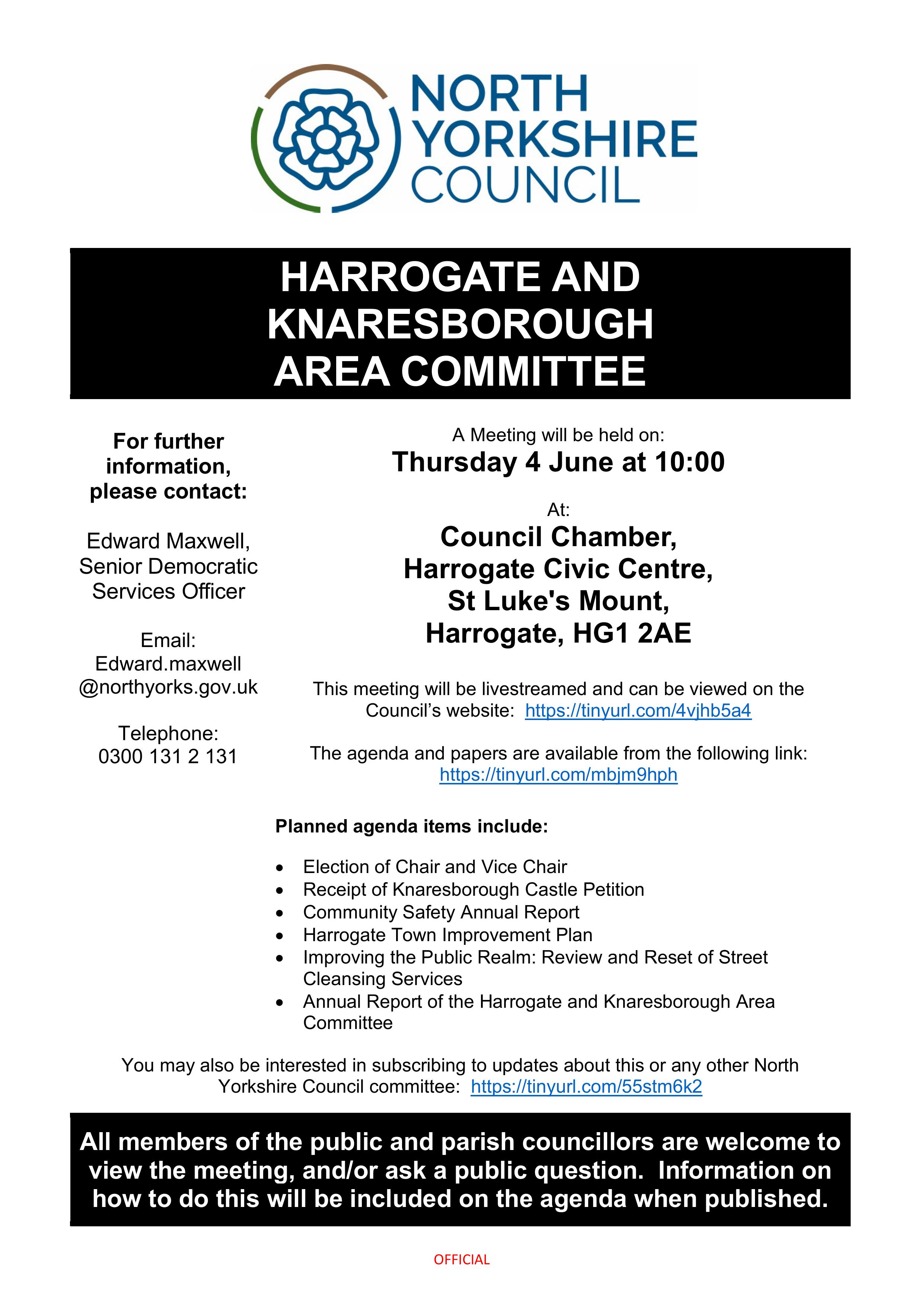 Harrogate and Knaresborough Area Committee meeting on 4 June 2026